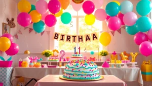 Plan a customizable birthday party with vibrant decorations and joyful atmosphere