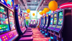 Permainan slot menarik di mpo1221 dengan mesin berwarna cerah dan suasana ceria.