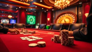 UU88 players engaging in a high-stakes poker game in a luxury casino setting.