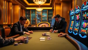 Experience the thrill of gambling at Haywin’s luxury casino with vibrant lighting and intense gameplay.