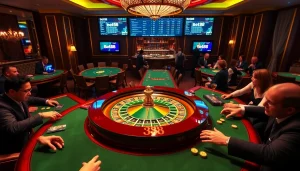 Experience the thrill of Bet88 with a captivating casino scene featuring roulette and poker games.