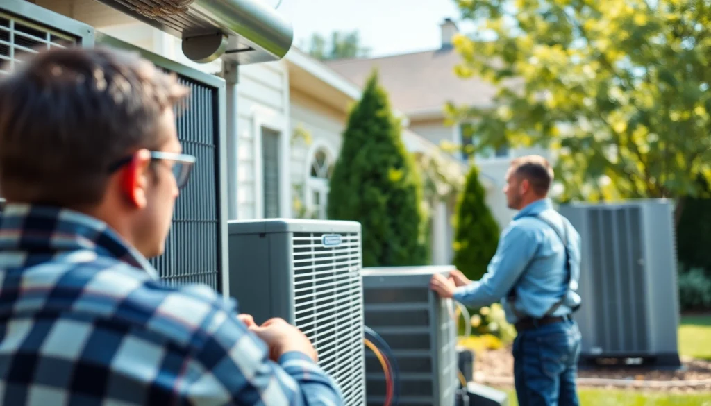 Experts conducting HVAC installation in Patterson NY, highlighting a residential setting.