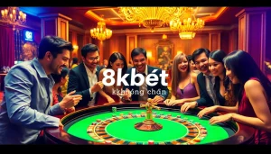Experience the thrill of gambling at 8kbet không chặn with enthusiastic players at a roulette table.
