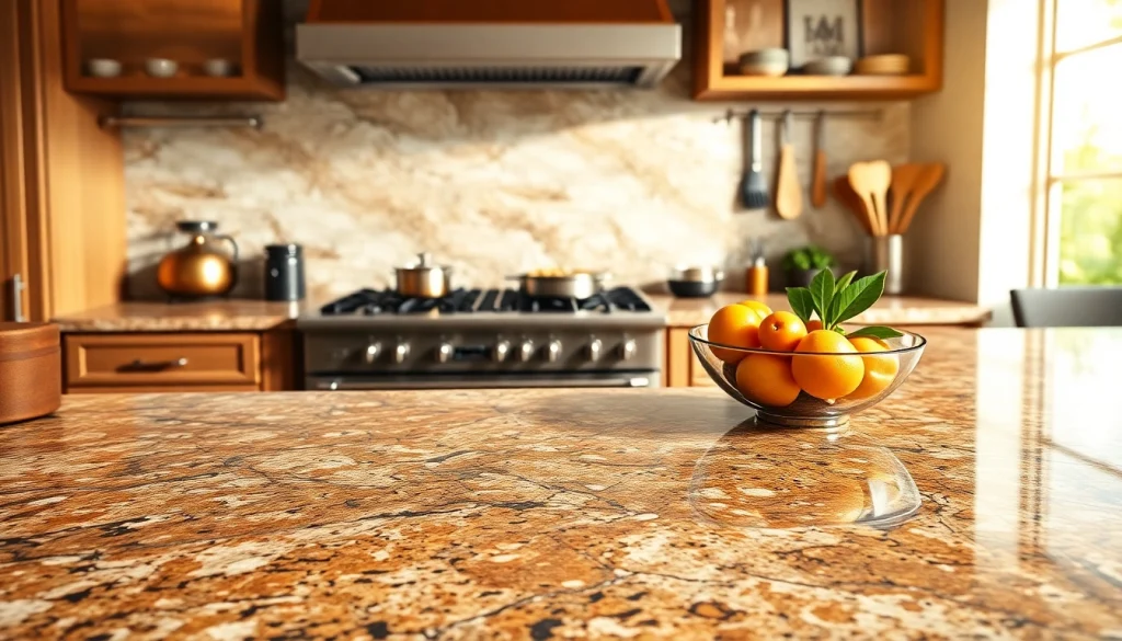 Explore stunning granite worktops near me with beautiful patterns in a modern kitchen.