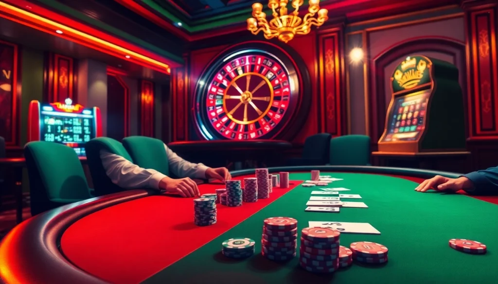 Engaging casino scene with poker players, highlighting the question is hidden wiki illegal amidst thrilling gambling elements.