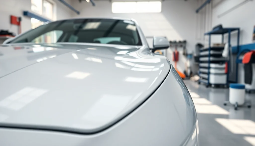 Best car detailing Chattanooga TN, showcasing a professionally detailed car in a bright garage.