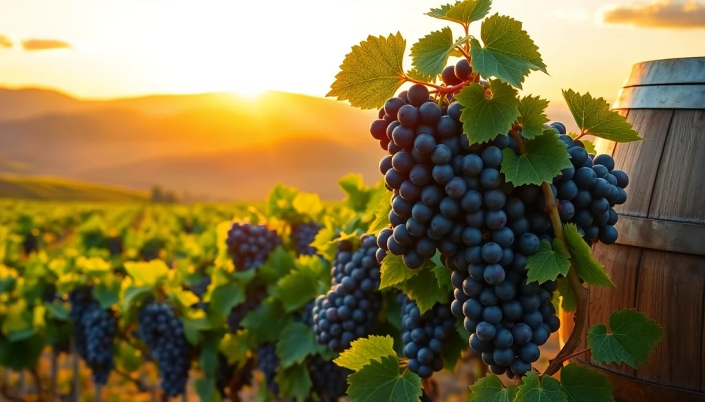 Harvesting grapes in Carksburg CA, showcasing vibrant vineyards at sunset.