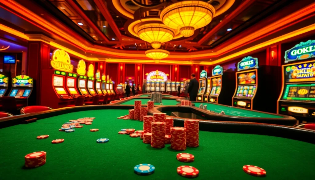 Experience the excitement of online gambling at https://ok88.tech/ with vibrant casino visuals capturing high-stakes gaming.