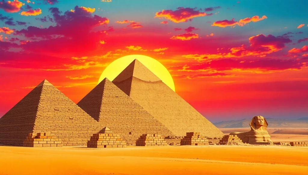 Explore the Great Pyramids of Giza captured beautifully at dusk on https://piraminds.com/.