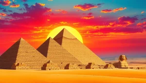 Explore the Great Pyramids of Giza captured beautifully at dusk on https://piraminds.com/.