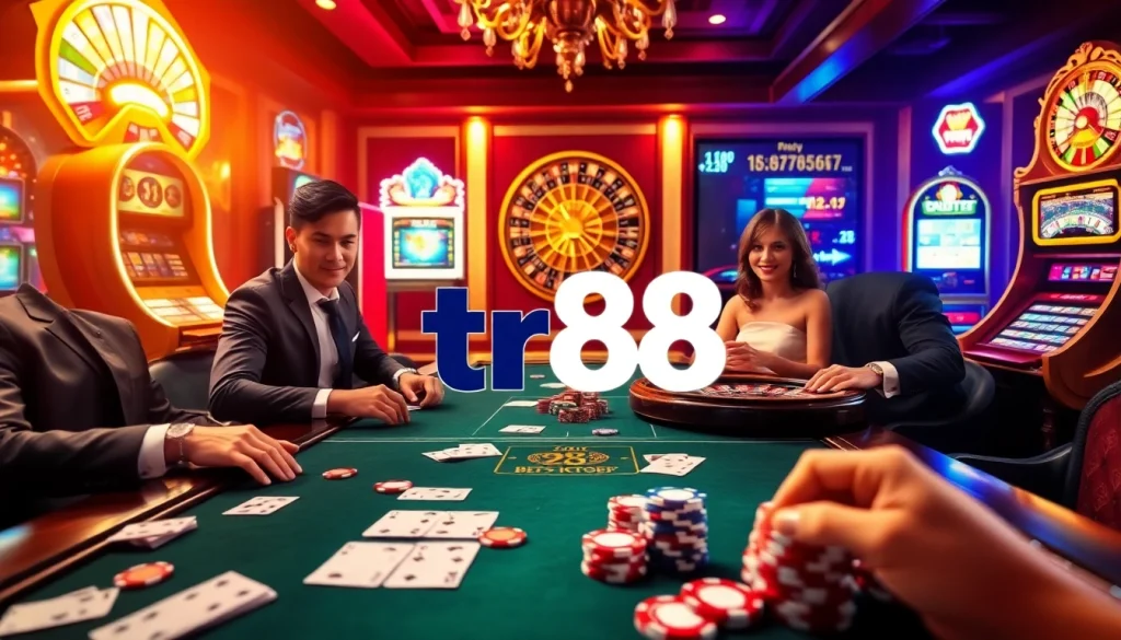 Experience the thrill of tr88 casino gaming with vibrant poker tables and exciting slot machines.