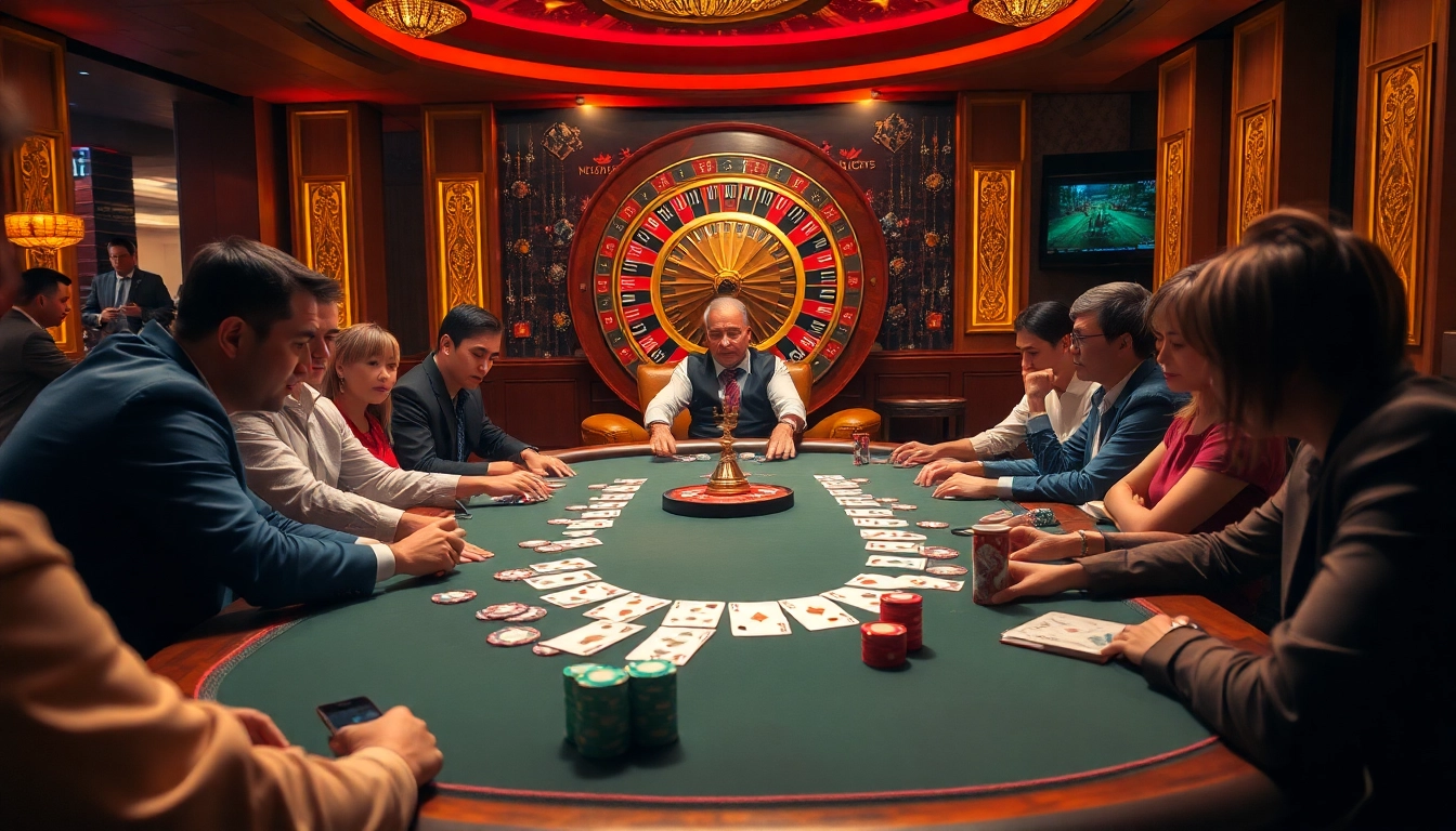 88i nhà cái offers an exciting poker environment with vibrant cards and chips in a luxurious casino.
