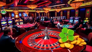Players enjoy thrilling moments at a roulette table in luck8's vibrant casino atmosphere.