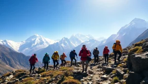 Manaslu trekking adventure with hikers amidst stunning Himalayan scenery