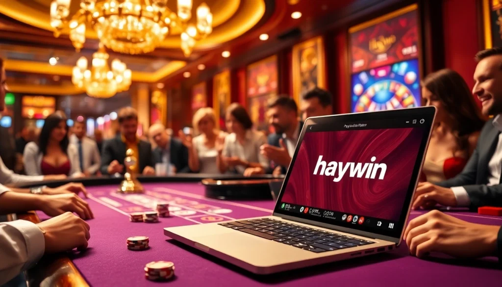 Engaging players at a luxury casino poker table, featuring the hay.win online interface.