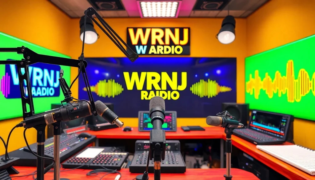 Enhance your experience with WRNJ Radio in a vibrant and professional radio studio setting.