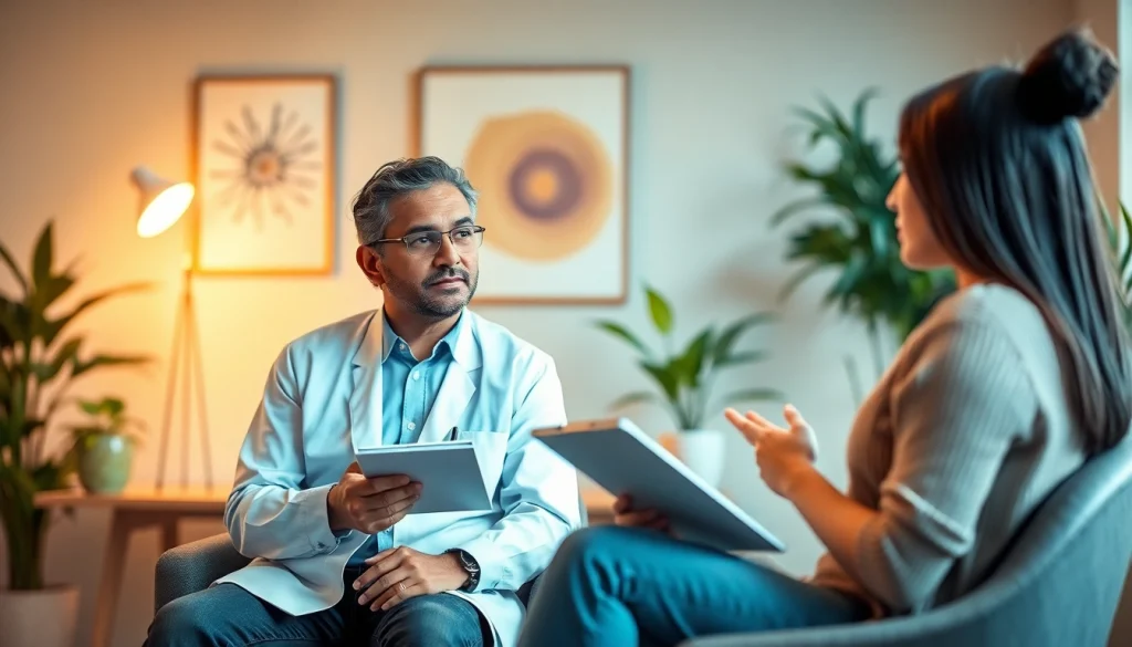 Engaging session with an expert psychiatry care India provider in a calming office.