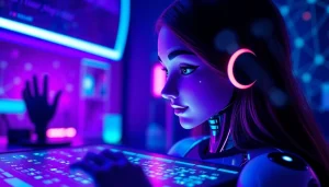 Dynamic interaction with an nsfw ai chatbot showcasing advanced digital design.