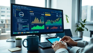 Web scrapping techniques displayed on a computer screen with vibrant graphs for e-commerce.