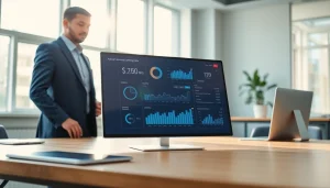 Engaging with Commercial Lending Suite Technology in a professional office setting with digital analytics.