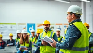Engaged participants learning about construction safety training with a professional trainer.