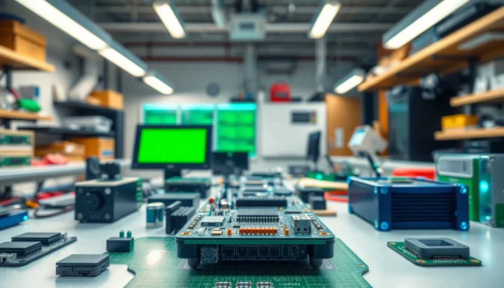 Botland Elektronikprodukte in einem modernen, organisierten Arbeitsbereich präsentieren.