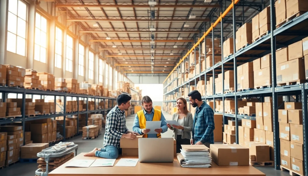 Identify a suitable warehouse near me with busy logistics teams and organized storage.