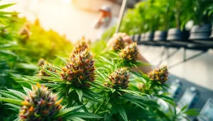 Showcase of miami runtz strain buds in vibrant greenhouse setting.