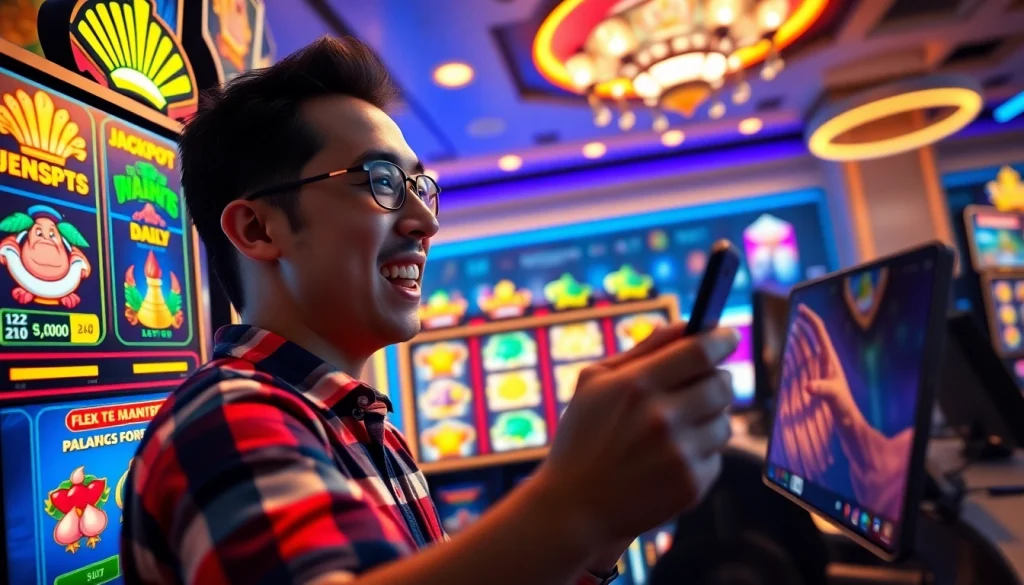 Engaging scene of aman788's exciting online slot game interface showcasing vibrant graphics and jackpots.