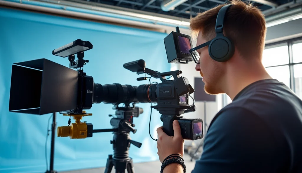 Engaging scene of video production edmonton showcasing advanced filming equipment and vibrant setup.