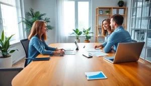 Usługi księgowości w nowoczesnym biurze pokazujące współpracę i profesjonalizm.