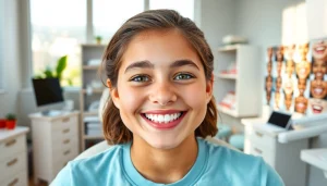 Teen teeth straightening Hawthorn showcasing a joyful teen with a bright smile in a warm office