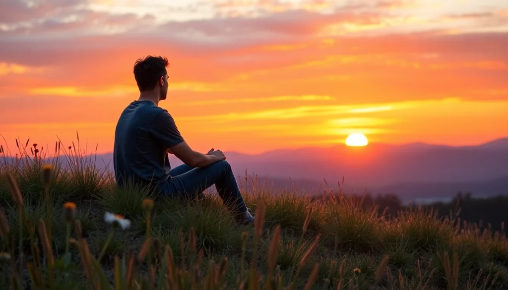 Person reflecting during a Life in a Break Down moment at sunset.