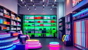 Het online led shop biedt een scala aan verlichte LED-producten in een moderne winkelomgeving.