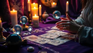 温かく招待するタロットリーディングシーンで電話占い当たるを体験する。