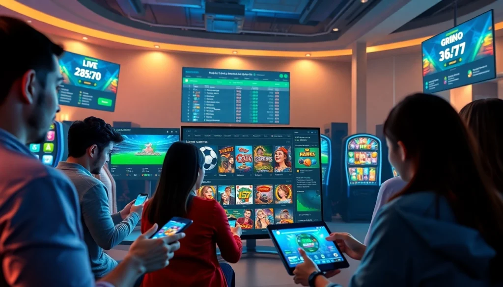 WINVN online betting platform with diverse players enjoying various games in a vibrant atmosphere.