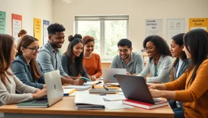 Students engaging in collaborative exam support strategies in a modern classroom.