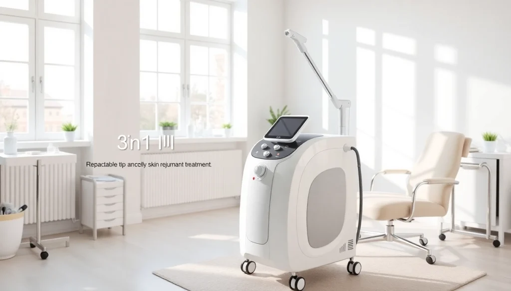 Hydrofacial machine 3 in 1 in a serene spa setting, showcasing its advanced features.