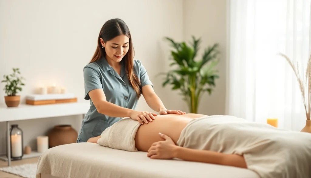 전문 치료사가 차분한 환경에서 수원출장마사지 서비스를 선보이는 홈 마사지 세션.