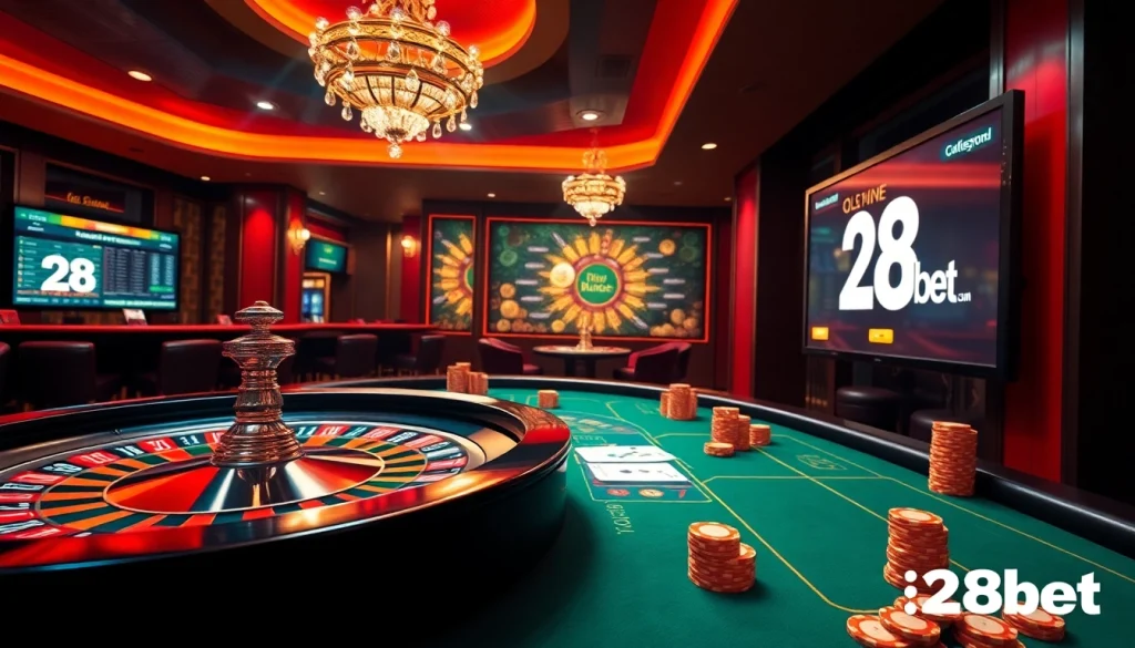 Experience excitement at a luxury casino with 28bet com, featuring thrilling poker games and roulette.