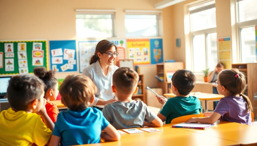 Engaging students in managing phon in school life with interactive learning tools in a bright classroom.