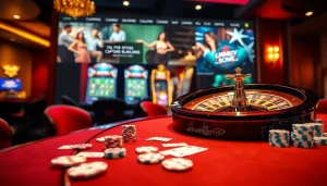 Experience the thrill of online gambling at https://mm88.br.com/ with a vibrant casino scene featuring roulette and poker.