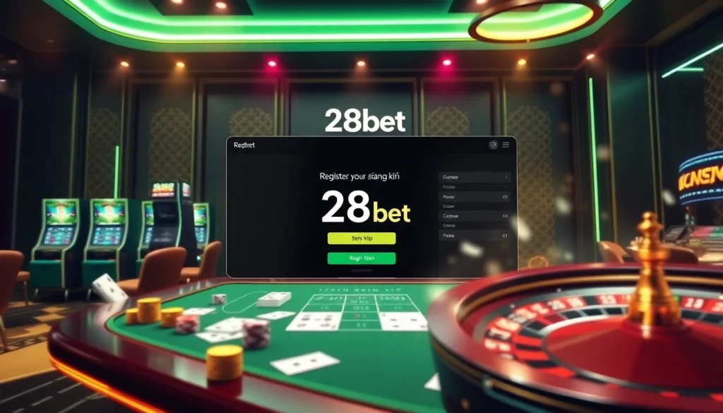 Engaging registration process at 28bet with interactive online gambling elements.