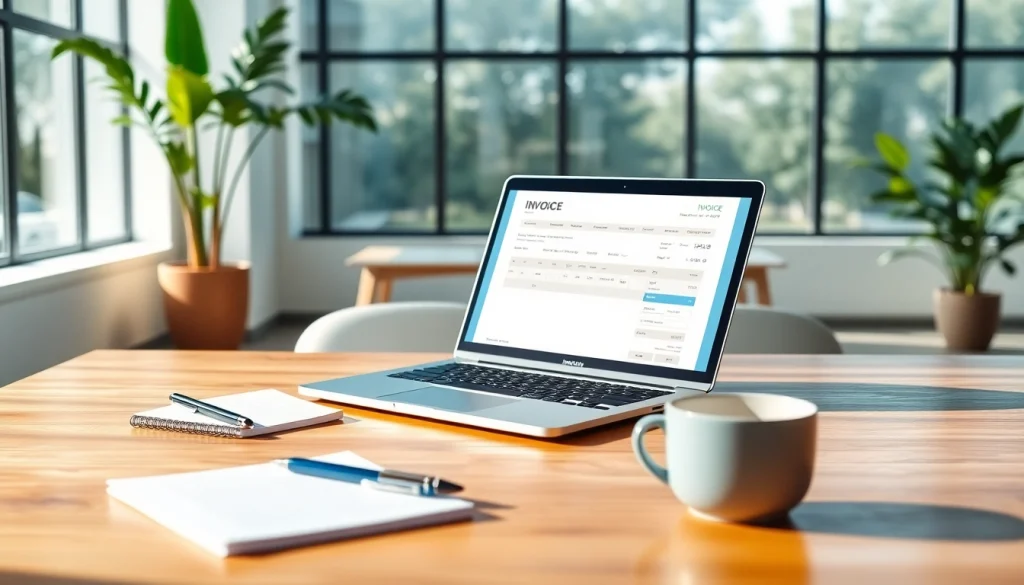 Streamlined invoicing software displayed in a modern office setting for effective management.