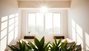 Mosquiteras elegantes instaladas en una ventana amplia, iluminando el interior moderno.