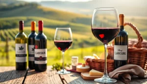 Enjoying Clarksburg wine tasting amidst a beautiful vineyard setting with rich red wine.