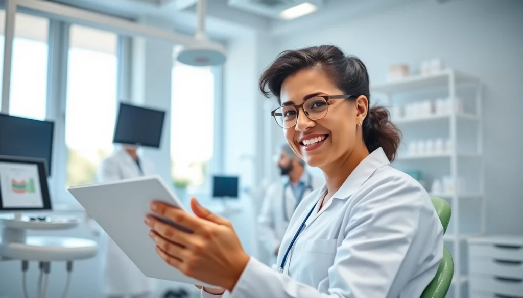 Orthodontist near by me consulting with a patient in a modern clinic setting.
