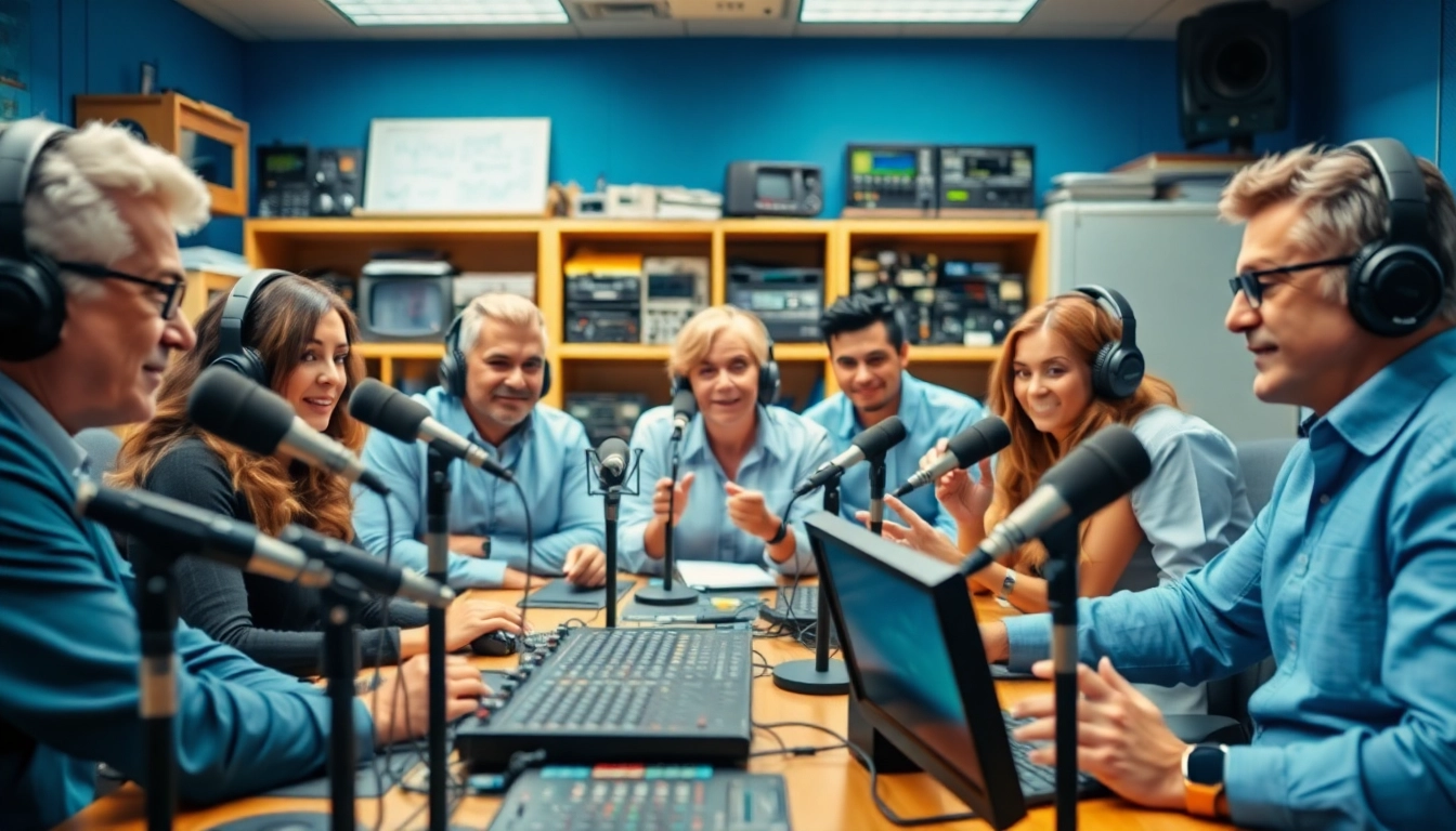 Engaging broadcasters at https://chadronradio.com/ in a vibrant radio studio discussing local news.